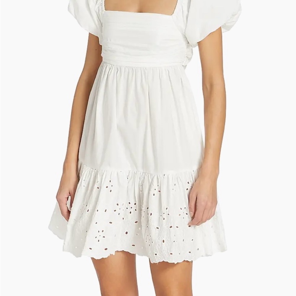 En Saison White Puff Sleeve Mini Dress